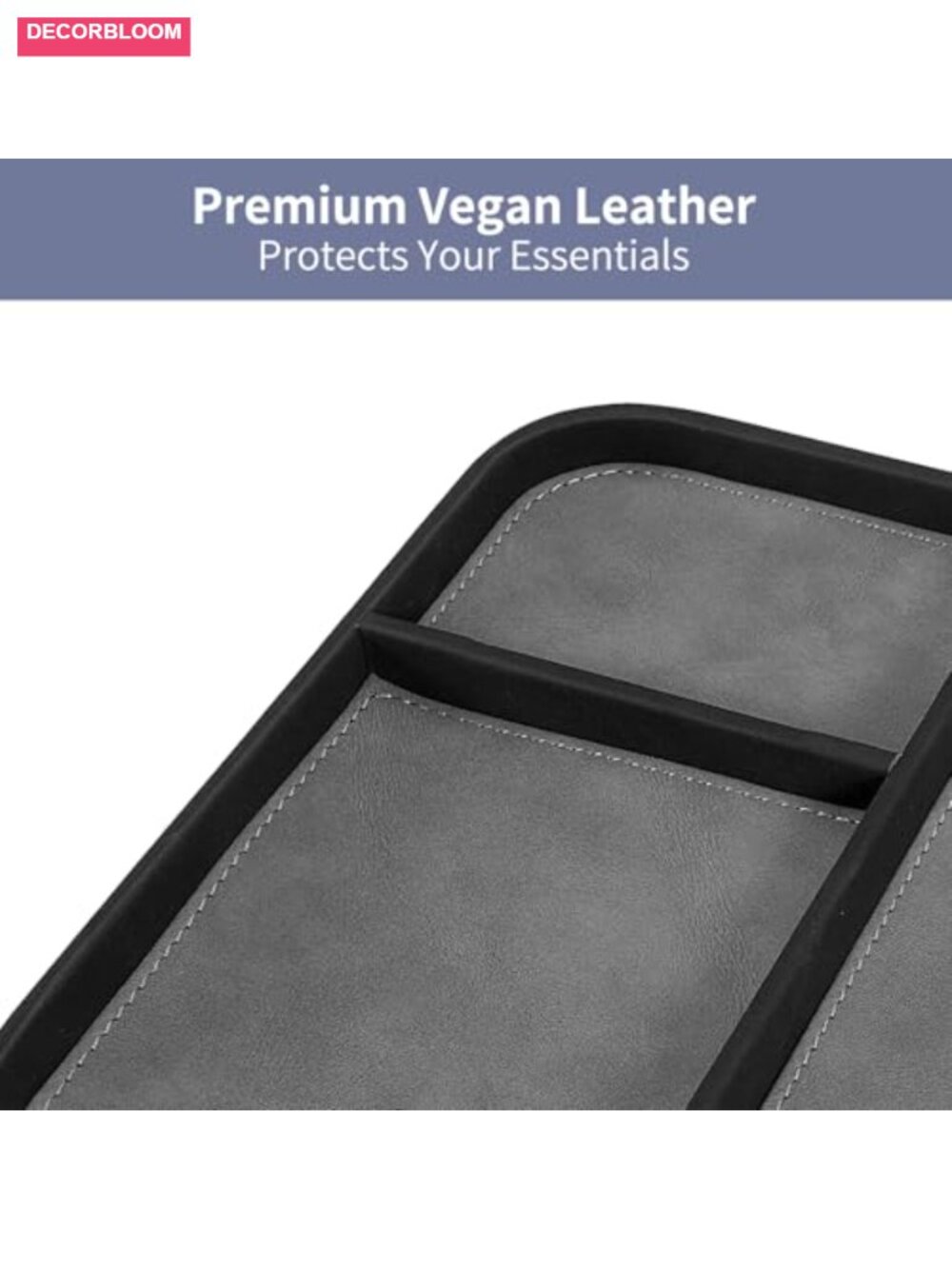 PU Leather Valet Tray Organizer Catchall for Keys Watch Wallet Jewelry - Picture 5 of 6